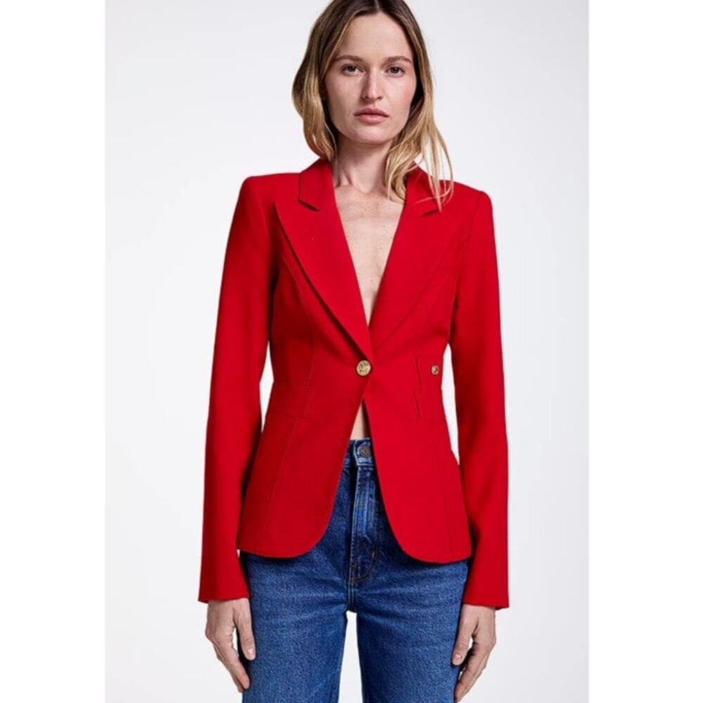 SMYTHE Women's Classic Duchess Blazer Size 8 In Red